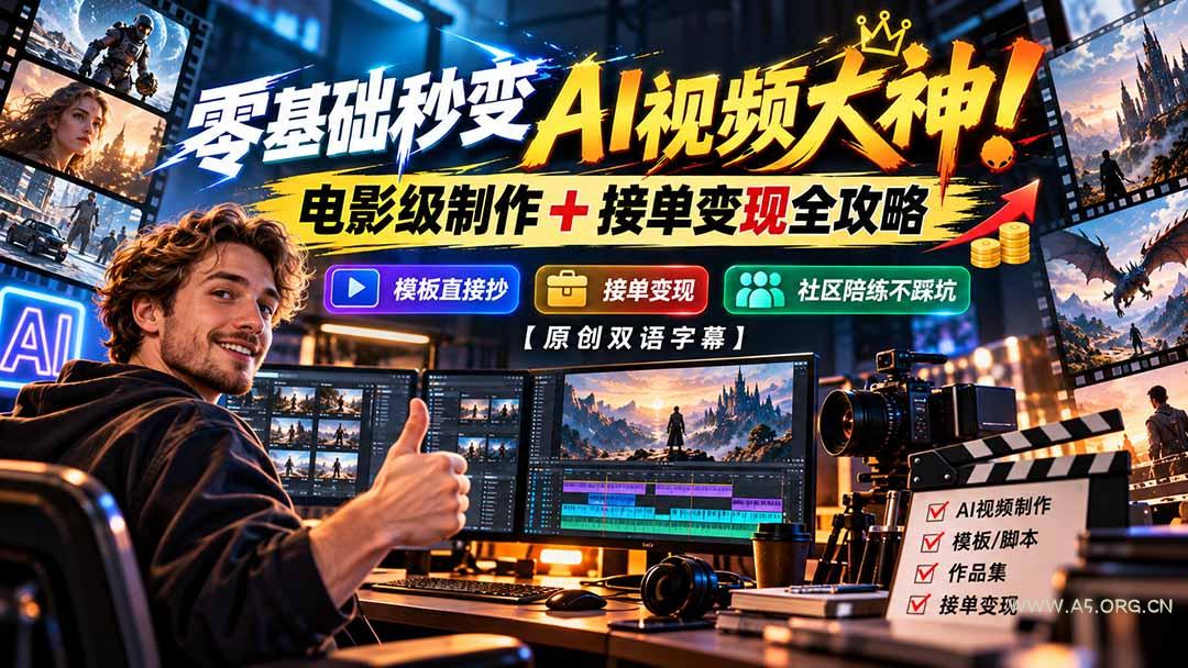 零基础秒变AI视频大神!电影级制作 + 接单变现全攻略,模板直接抄,社区陪练不踩坑【原创双语字幕】 - 小红泡 零基础秒变AI视频大神!电影级制作 + 接单变现全攻略,模板直接抄,社区陪练不踩坑【原创双语字幕】 - 小红泡