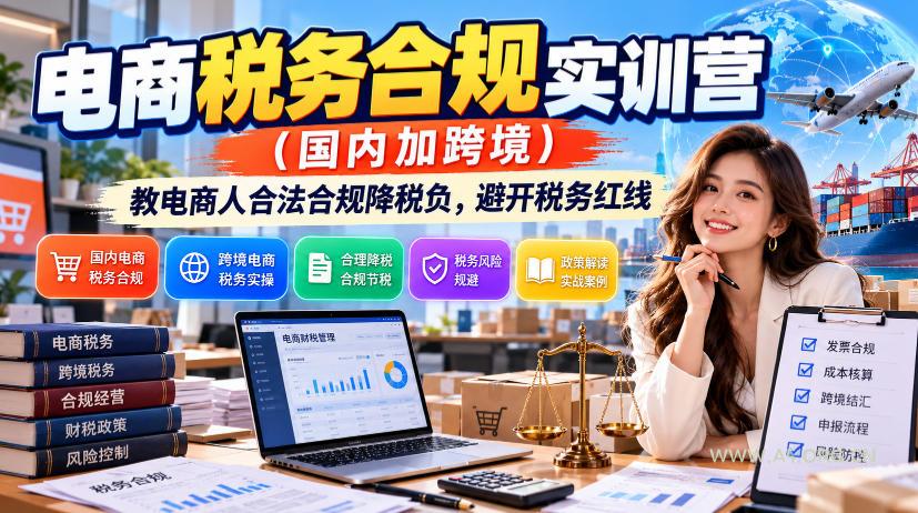 电商税务合规实训营(国内加跨境),教电商人合法合规降税负,避开税务红线 - 小红泡 电商税务合规实训营(国内加跨境),教电商人合法合规降税负,避开税务红线