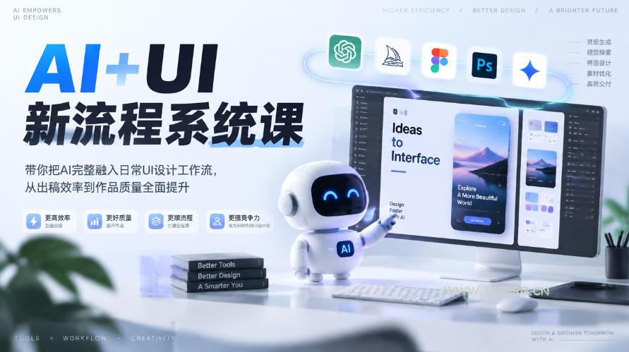 【无水印】AI+UI新流程系统课,带你把AI完整融入日常UI设计工作流,从出稿效率到作品质量全面提升(2026第4期) - 小红泡 【无水印】AI+UI新流程系统课,带你把AI完整融入日常UI设计工作流,从出稿效率到作品质量全面提升(2026第4期)