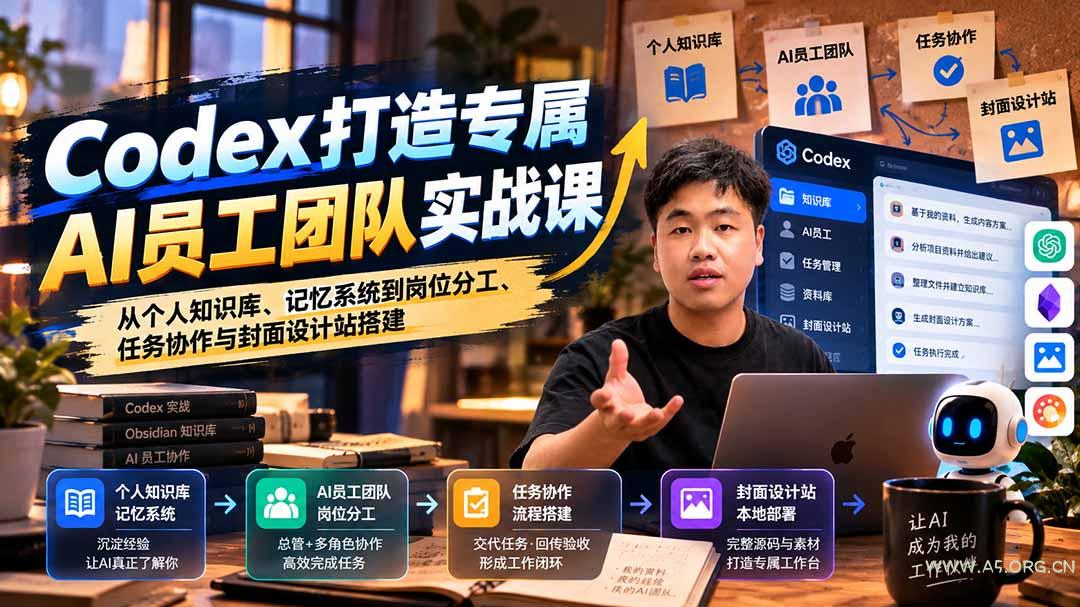 【无水印】Codex打造专属AI员工团队实战课：从个人知识库、记忆系统到岗位分工、任务协作与封面设计站搭建 - 小红泡