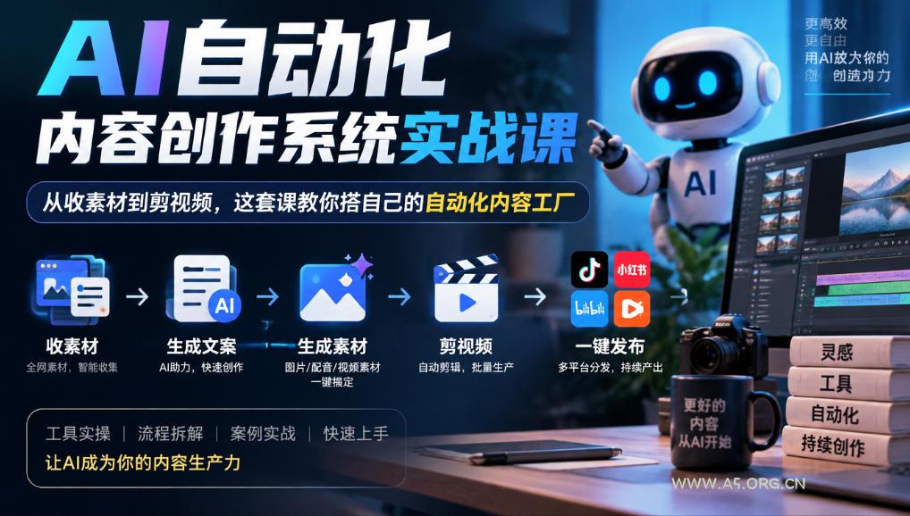 AI自动化内容创作系统实战课,从收素材到剪视频,这套课教你搭自己的自动化内容工厂 - 小红泡 AI自动化内容创作系统实战课,从收素材到剪视频,这套课教你搭自己的自动化内容工厂