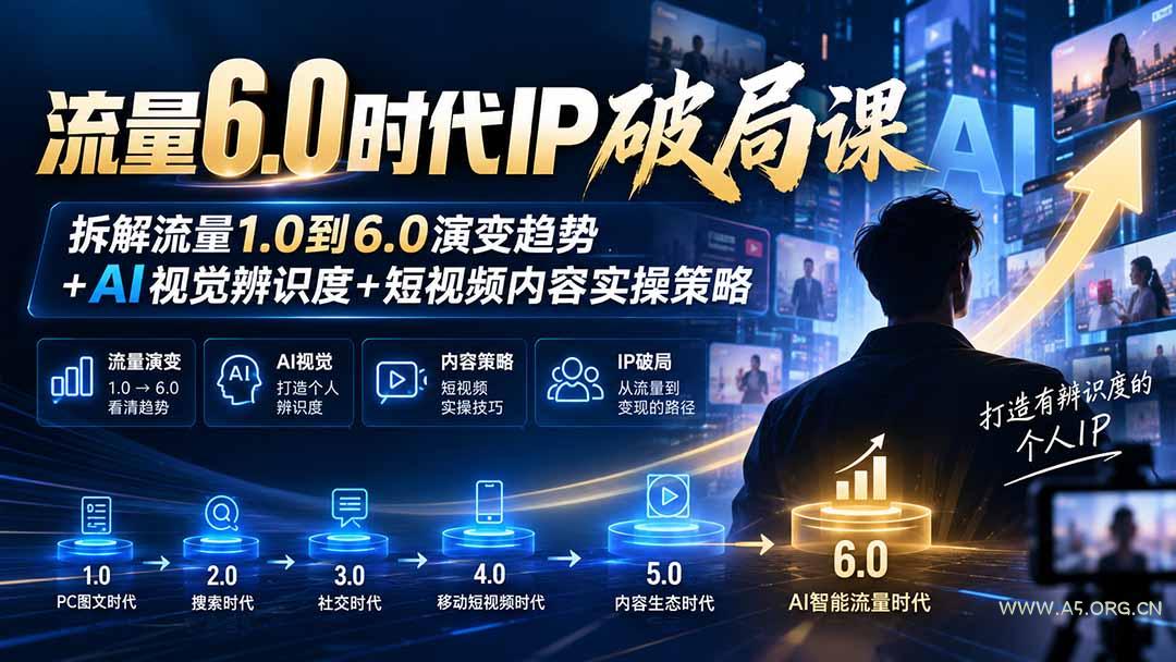 流量6.0时代IP破局课-更新:拆解流量1.0到6.0演变趋势+AI视觉辨识度+短视频内容实操策略 - 小红泡 流量6.0时代IP破局课-更新:拆解流量1.0到6.0演变趋势+AI视觉辨识度+短视频内容实操策略 - 小红泡