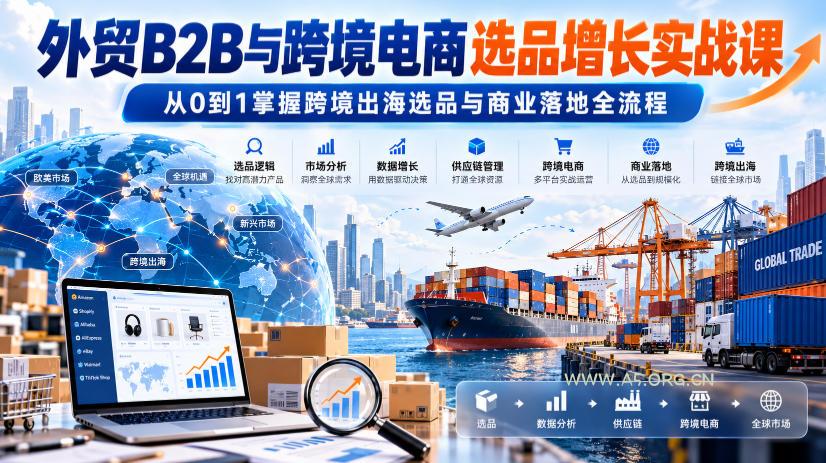 外贸B2B与跨境电商选品增长实战课,从0到1掌握跨境出海选品与商业落地全流程 - 小红泡 外贸B2B与跨境电商选品增长实战课,从0到1掌握跨境出海选品与商业落地全流程