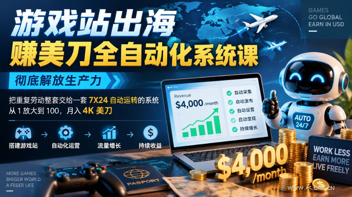 游戏站出海賺美刀全自动化系统课,彻底解放生产力–把重复劳动整套交给一套7X24自动运转的系统,从1放大到100,月入4K美刀 - 小红泡 游戏站出海賺美刀全自动化系统课,彻底解放生产力--把重复劳动整套交给一套7X24自动运转的系统,从1放大到100,月入4K美刀