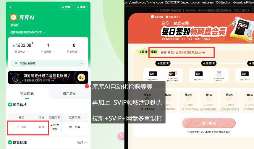 库库AI&times;百度网盘SVIP混合拉新教程：一次下载拿两份权益，全流程拆解