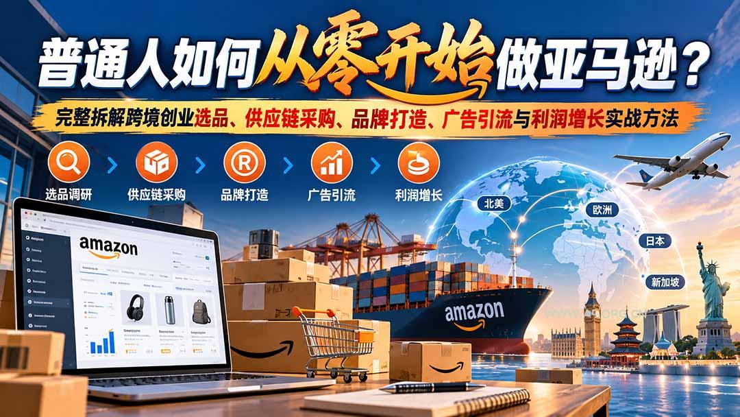 普通人如何从零开始做亚马逊？完整拆解跨境创业选品、供应链采购、品牌打造、广告引流与利润增长实战方法 - 小红泡