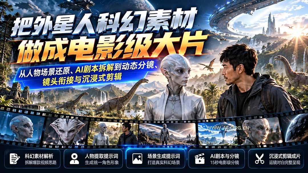 把外星人科幻素材做成电影级大片:从人物场景还原、AI剧本拆解到动态分镜、镜头衔接与沉浸式剪辑 - 小红泡 把外星人科幻素材做成电影级大片:从人物场景还原、AI剧本拆解到动态分镜、镜头衔接与沉浸式剪辑 - 小红泡