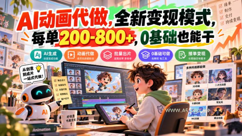 AI动画代做，全新变现模式，每单200-800+，0基础也能干【揭秘】