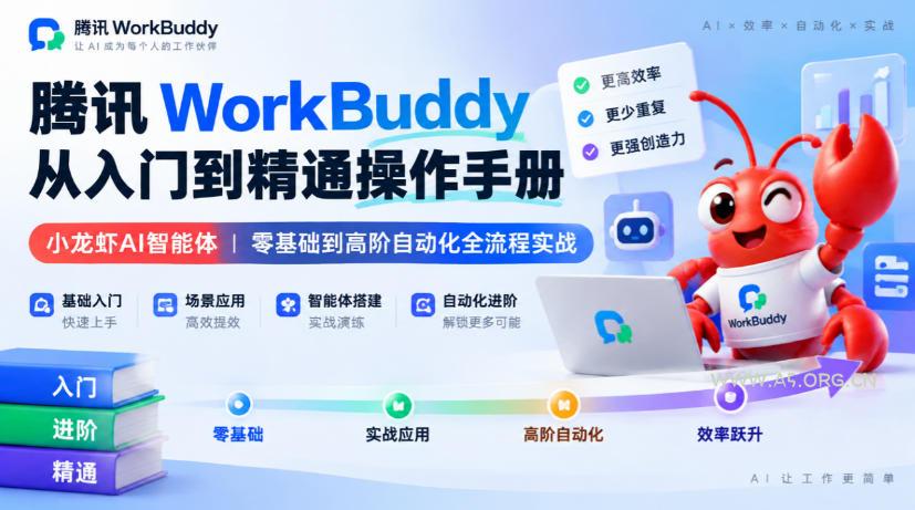 腾讯WorkBuddy从入门到精通操作手册|小龙虾AI智能体,零基础到高阶自动化全流程实战【文档】 - 小红泡 腾讯WorkBuddy从入门到精通操作手册|小龙虾AI智能体,零基础到高阶自动化全流程实战【文档】