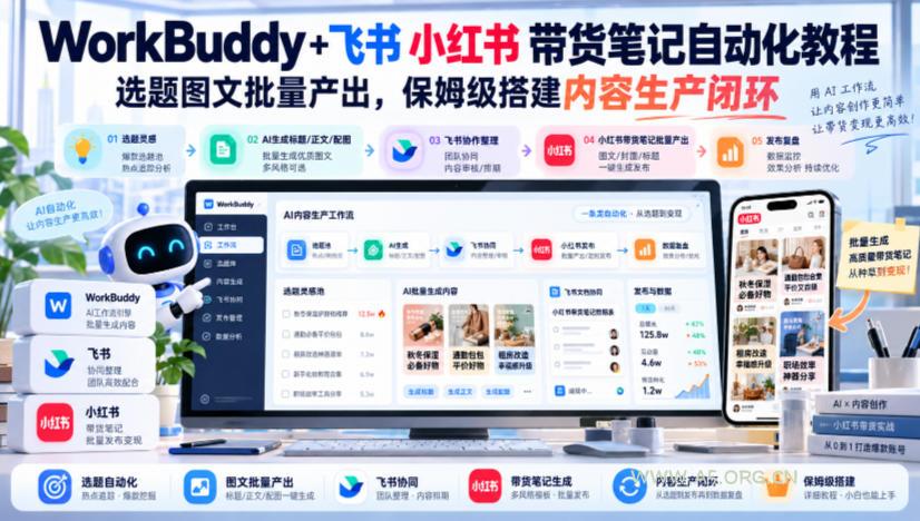 WorkBuddy+飞书小红书带货笔记自动化教程,选题图文批量产出,保姆级搭建内容生产闭环【文档】 - 小红泡 WorkBuddy+飞书小红书带货笔记自动化教程,选题图文批量产出,保姆级搭建内容生产闭环【文档】