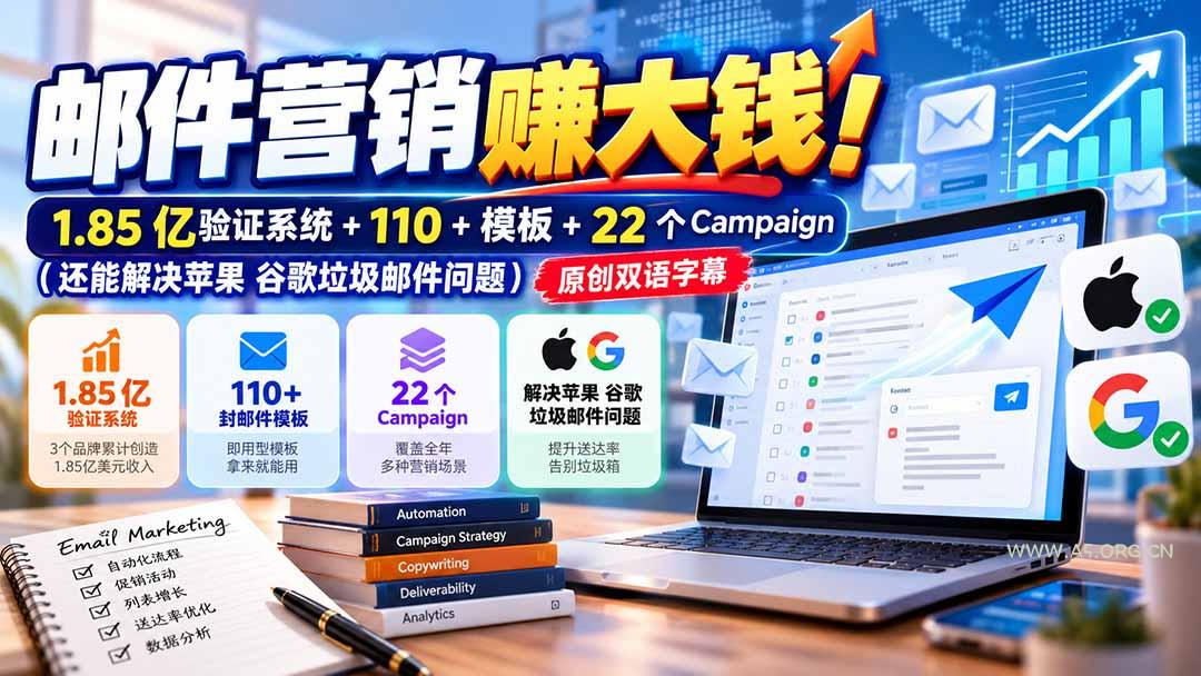 邮件营销赚大钱！1.85亿验证系统+110+模板+22个Campaign(还能解决苹果 谷歌垃圾邮件问题 - 小红泡