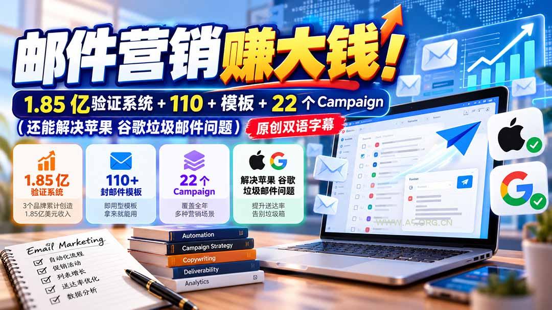 邮件营销赚大钱！1.85亿验证系统+110+模板+22个Campaign(还能解决苹果 谷歌垃圾邮件问题 - 小红泡