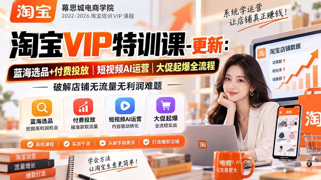 淘宝VIP特训课-更新1016：蓝海选品+付费投放｜短视频AI运营｜大促起爆全流程，破解店铺无流量无利润难题 - 小红泡