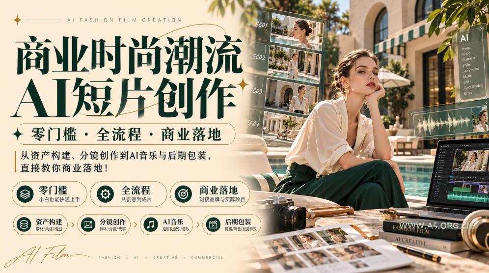 商业时尚潮流AI短片创作|零门槛・全流程・商业落地,从资产构建、分镜创作到AI音乐与后期包装,直接教你商业落地! - 小红泡 商业时尚潮流AI短片创作|零门槛・全流程・商业落地,从资产构建、分镜创作到AI音乐与后期包装,直接教你商业落地!