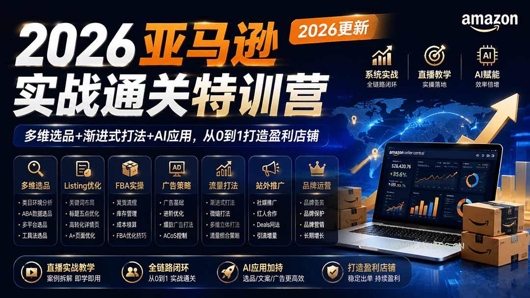 2026亚马逊实战通关特训营-更新1017,多维选品+渐进式打法+AI应用,从0到1打造盈利店铺 - 小红泡 2026亚马逊实战通关特训营-更新1017,多维选品+渐进式打法+AI应用,从0到1打造盈利店铺 - 小红泡