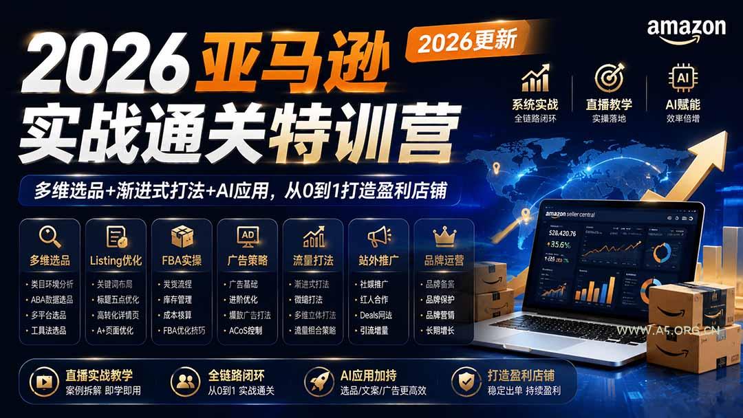 2026亚马逊实战通关特训营-更新1017，多维选品+渐进式打法+AI应用，从0到1打造盈利店铺 - 小红泡