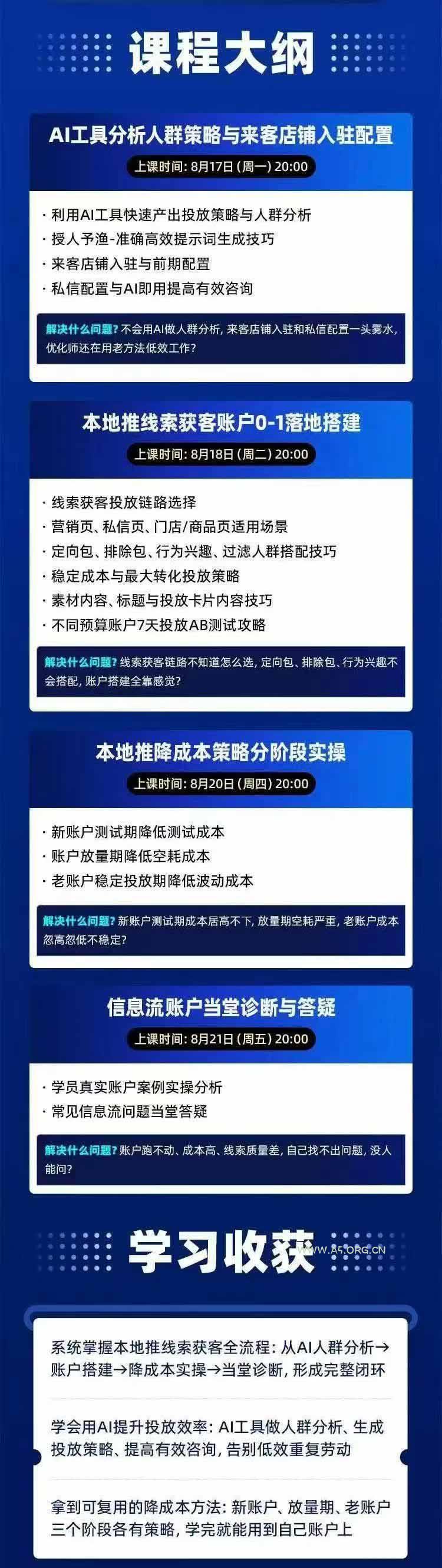 2026巨量AD本地推线索获客全流程实战课-33期：AI人群分析、账户搭建、7天测试、分阶段降本与投放优化 - 小红泡