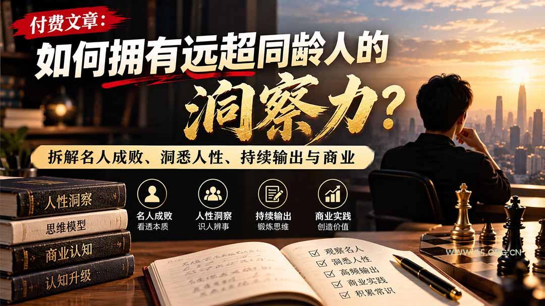 付费文章：如何拥有远超同龄人的洞察力？拆解名人成败、洞悉人性、持续输出与商业实践 - 小红泡