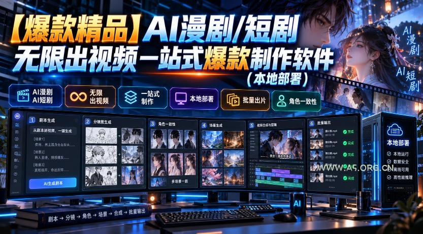 【爆款精品】AI漫剧/短剧无限出视频一站式爆款制作软件（本地部署）