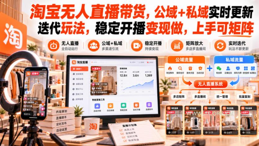 淘宝无人直播带货,公域+私域实时更新迭代玩法,稳定开播变现做,上手可矩阵【揭秘】 - 小红泡 淘宝无人直播带货,公域+私域实时更新迭代玩法,稳定开播变现做,上手可矩阵【揭秘】