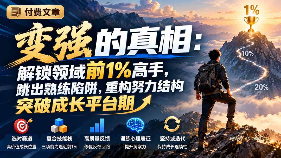 付费文章:变强的真相:解锁领域前1%高手,跳出熟练陷阱,重构努力结构突破成长平台期 - 小红泡 付费文章:变强的真相:解锁领域前1%高手,跳出熟练陷阱,重构努力结构突破成长平台期 - 小红泡