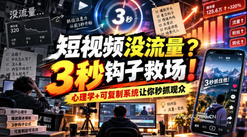 【无水印】短视频没流量?3秒钩子救场!心理学+可复制系统让你秒抓观众【原创双语字幕】 - 小红泡 【无水印】短视频没流量?3秒钩子救场!心理学+可复制系统让你秒抓观众【原创双语字幕】