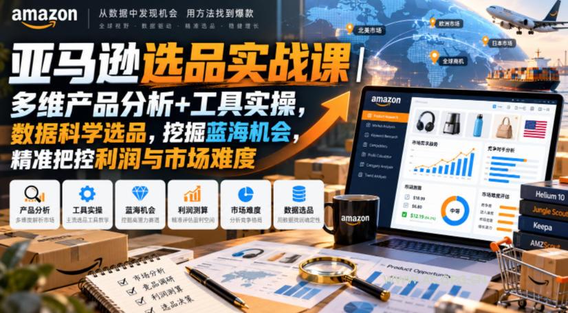 亚马逊选品实战课|多维产品分析+工具实操,数据科学选品,挖掘蓝海机会,精准把控利润与市场难度 - 小红泡 亚马逊选品实战课|多维产品分析+工具实操,数据科学选品,挖掘蓝海机会,精准把控利润与市场难度