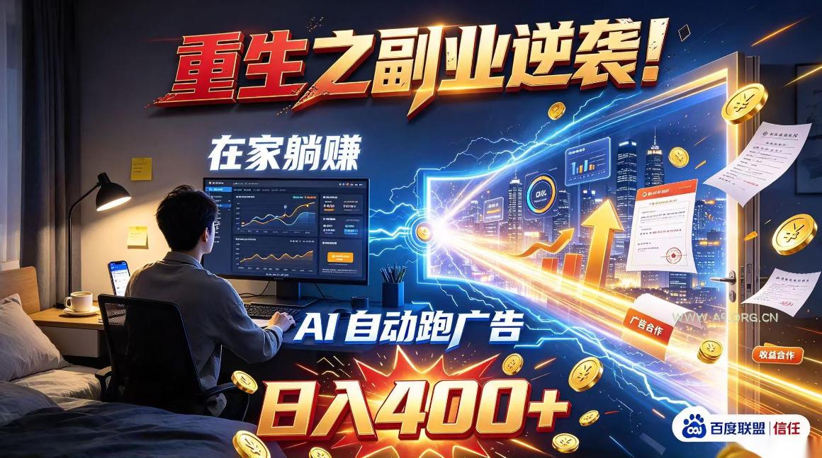 重生之副业逆袭!在家躺赚AI自动跑广告日入400+,无需人工操作【揭秘】 - 小红泡 重生之副业逆袭!在家躺赚AI自动跑广告日入400+,无需人工操作【揭秘】