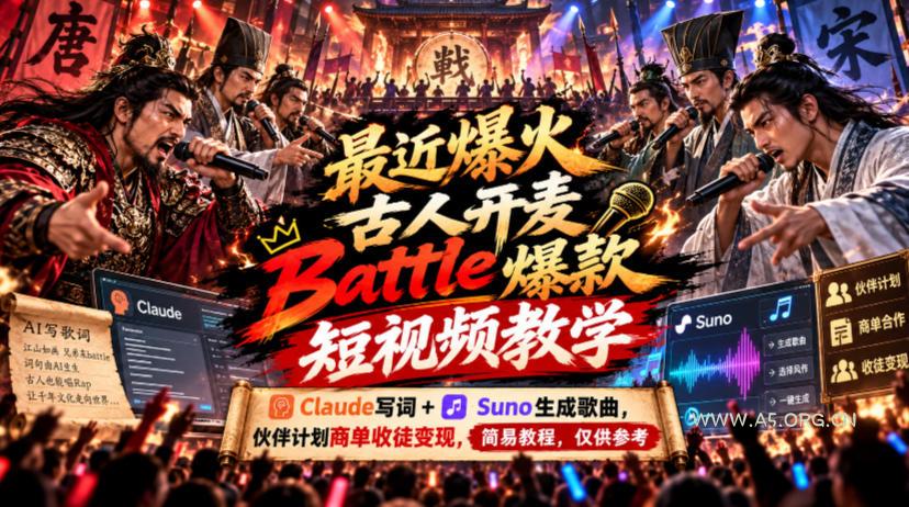 最近爆火古人开麦Battle爆款短视频教学,Claude写词+Suno生成歌曲,伙伴计划商单收徒变现,简易教程,仅供参考 - 小红泡 最近爆火古人开麦Battle爆款短视频教学,Claude写词+Suno生成歌曲,伙伴计划商单收徒变现,简易教程,仅供参考