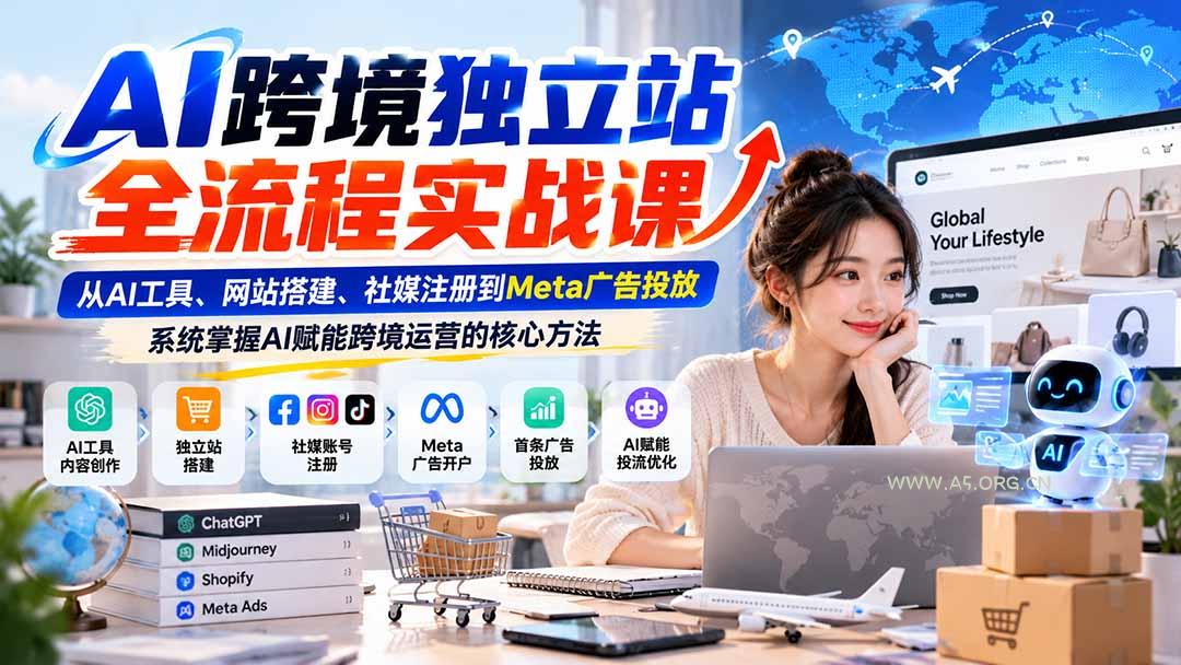 AI跨境独立站全流程实战课:从AI工具、网站搭建、社媒注册到Meta广告投放,系统掌握AI赋能跨境运营的核心方法 - 小红泡 AI跨境独立站全流程实战课:从AI工具、网站搭建、社媒注册到Meta广告投放,系统掌握AI赋能跨境运营的核心方法 - 小红泡