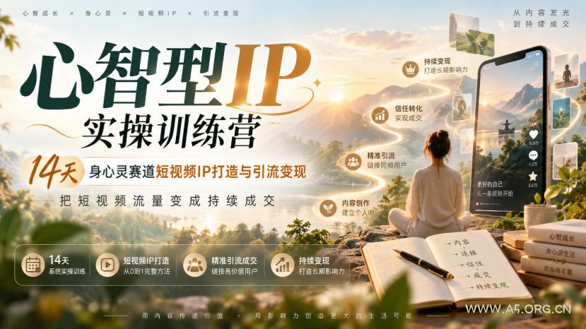 心智型IP实操训练营|14天身心灵赛道短视频IP打造与引流变现,把短视频流量变成持续成交 - 小红泡 心智型IP实操训练营|14天身心灵赛道短视频IP打造与引流变现,把短视频流量变成持续成交