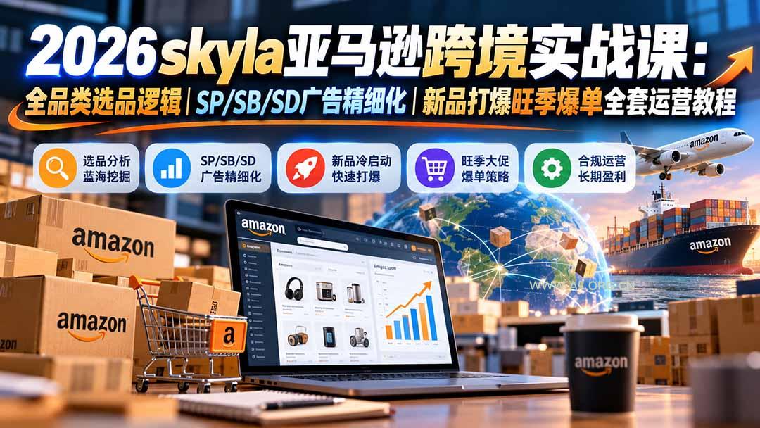 skyla亚马逊跨境实战课-更新1019：全品类选品逻辑｜SP/SB/SD广告精细化｜新品打爆旺季爆单全套运营教程 - 小红泡