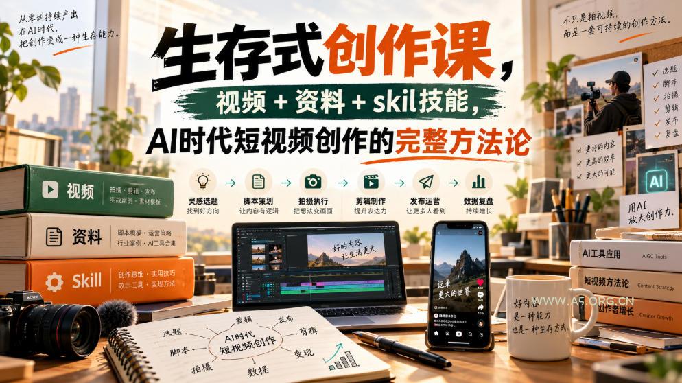 生存式创作课,视频+资料+skil技能,ai时代短视频创作的完整方法论 - 小红泡 生存式创作课,视频+资料+skil技能,ai时代短视频创作的完整方法论