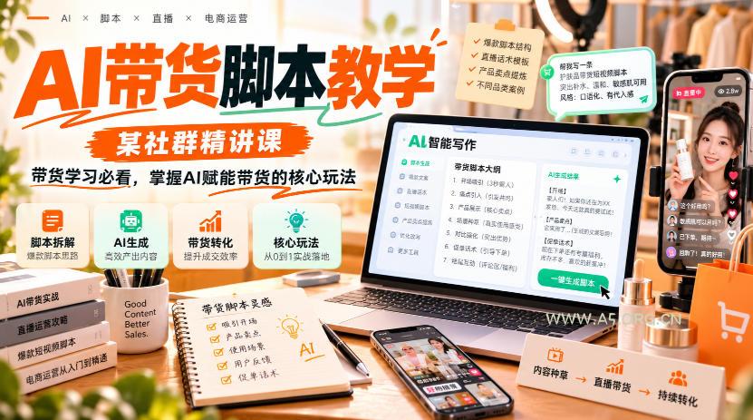 AI带货脚本教学,某社群精讲课,带货学习必看,掌握AI赋能带货的核心玩法 - 小红泡 AI带货脚本教学,某社群精讲课,带货学习必看,掌握AI赋能带货的核心玩法