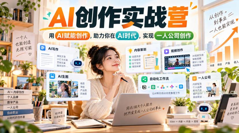 AI创作实战营,用AI赋能创作,助力你在AI时代,实现一人公司创作(更新) - 小红泡 AI创作实战营,用AI赋能创作,助力你在AI时代,实现一人公司创作(更新)