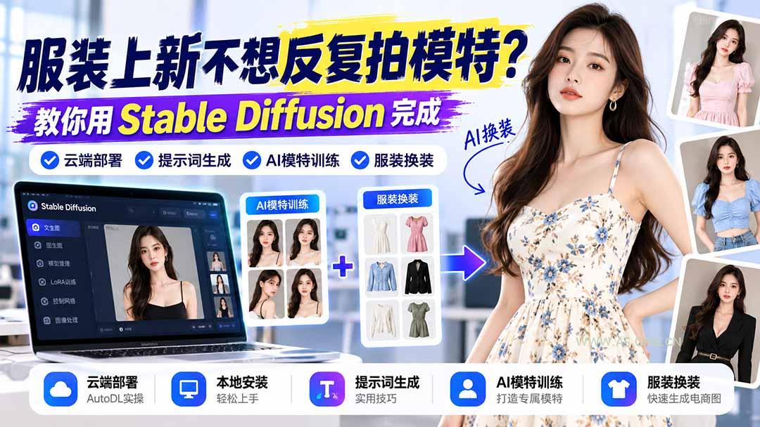 服装上新不想反复拍模特？教你用Stable Diffusion完成云端部署、提示词生成、AI模特训练与换装 - 小红泡