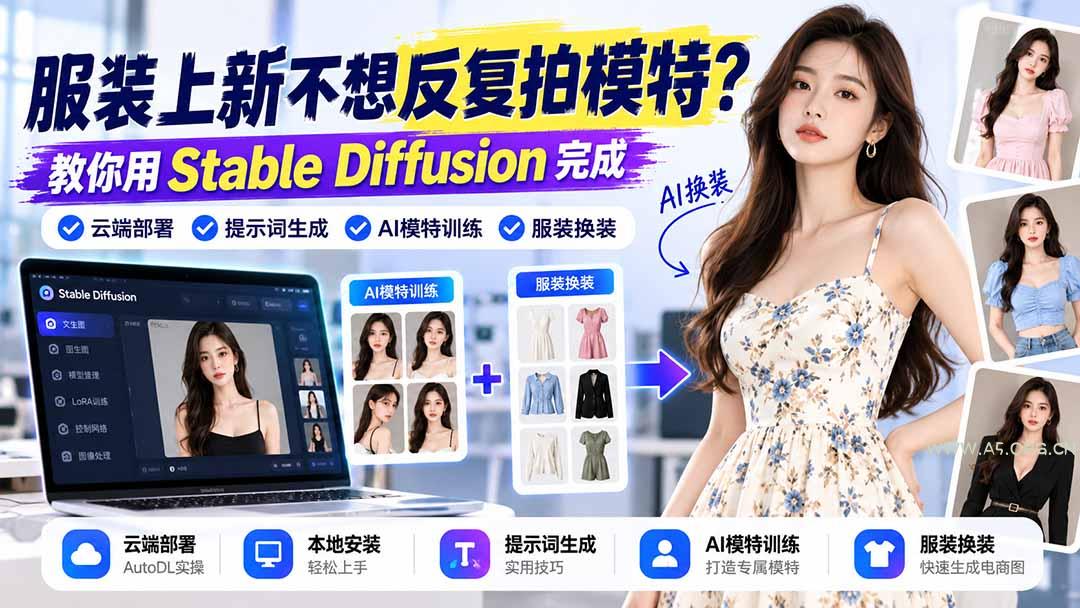 服装上新不想反复拍模特?教你用Stable Diffusion完成云端部署、提示词生成、AI模特训练与换装 - 小红泡 服装上新不想反复拍模特?教你用Stable Diffusion完成云端部署、提示词生成、AI模特训练与换装 - 小红泡