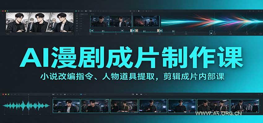 AI漫剧成片制作课：小说改编指令、人物道具提取，剪辑成片全流程 - 小红泡