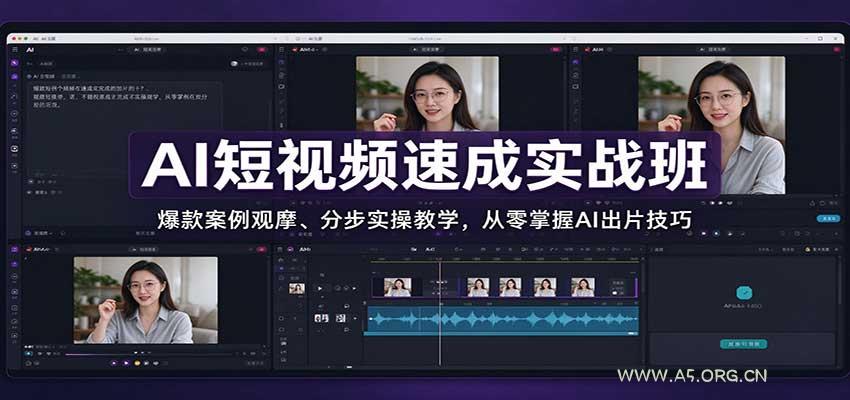 AI短视频速成实战班：爆款案例观摩、分步实操教学，从零掌握AI出片技巧 - 小红泡