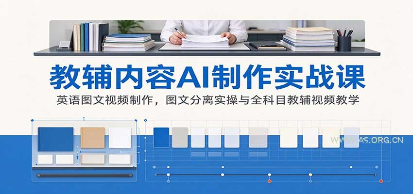 AI制作教辅内容实战课：英语图文视频制作，图文分离实操与全科目教辅视频教学 - 小红泡