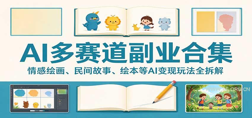 AI多赛道副业合集：情感绘画、民间故事、绘本等AI变现玩法全拆解 - 小红泡