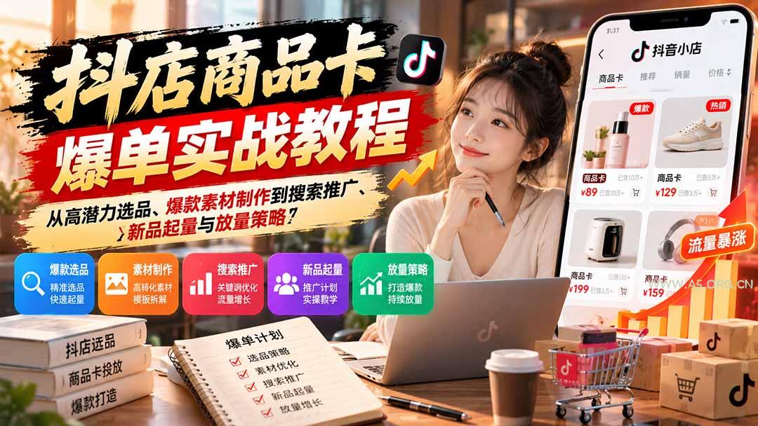 抖店商品卡爆单实战教程:从高潜力选品、爆款素材制作到搜索推广、新品起量与放量策略 - 小红泡 抖店商品卡爆单实战教程:从高潜力选品、爆款素材制作到搜索推广、新品起量与放量策略 - 小红泡