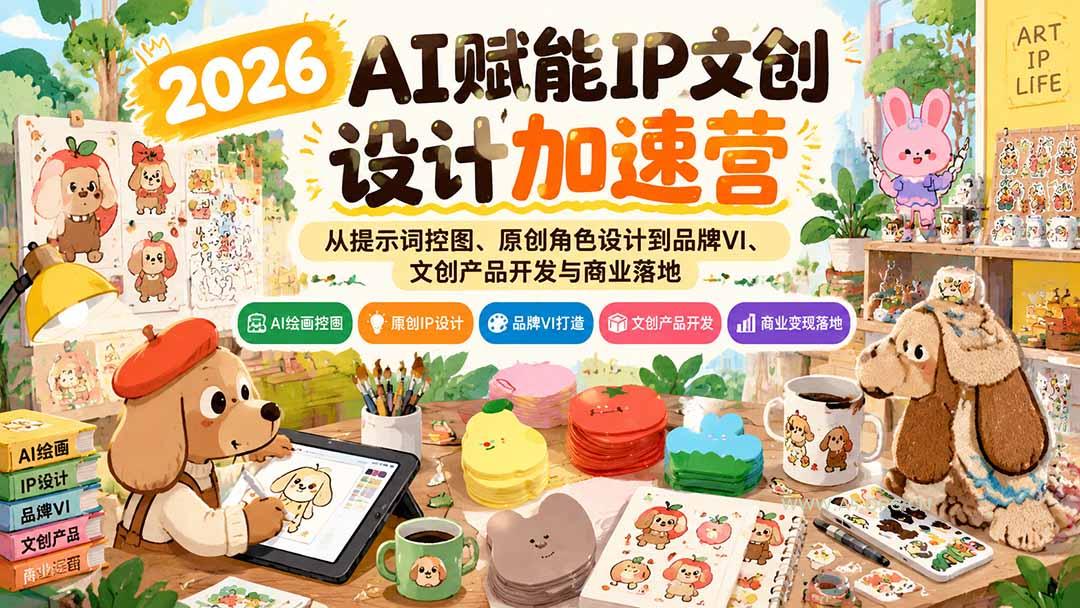 2026AI赋能IP文创设计加速营:从提示词控图、原创角色设计到品牌VI、文创产品开发与商业落地 - 小红泡 2026AI赋能IP文创设计加速营:从提示词控图、原创角色设计到品牌VI、文创产品开发与商业落地 - 小红泡