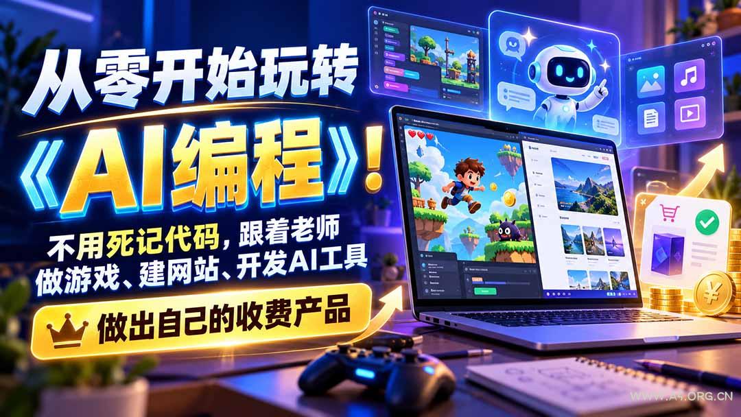 从零开始玩转《AI编程》!不用死记代码,跟着老师做游戏、建网站、开发AI工具,最后完成自己的收费产品 - 小红泡 从零开始玩转《AI编程》!不用死记代码,跟着老师做游戏、建网站、开发AI工具,最后完成自己的收费产品 - 小红泡