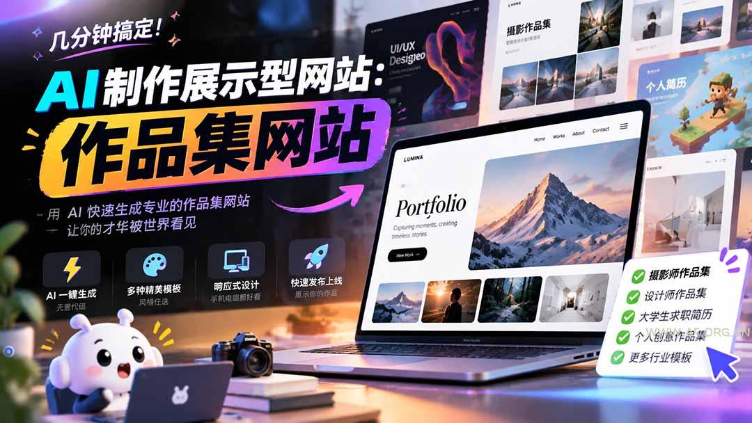 几分钟搞定，AI制作展示型网站制作：作品集网站，用AI快速生成专业的作品集网站，接单变现！ - 小红泡