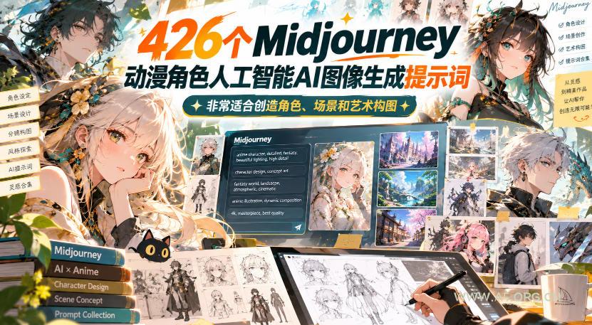 426个Midjourney动漫角色人工智能AI图像生成提示词,非常适合创造角色、场景和艺术构图 - 小红泡 426个Midjourney动漫角色人工智能AI图像生成提示词,非常适合创造角色、场景和艺术构图