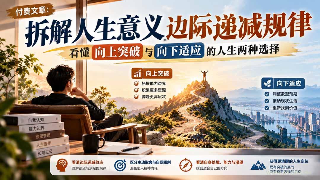 付费文章：拆解人生意义边际递减规律，看懂向上突破与向下适应的人生两种选择 - 小红泡