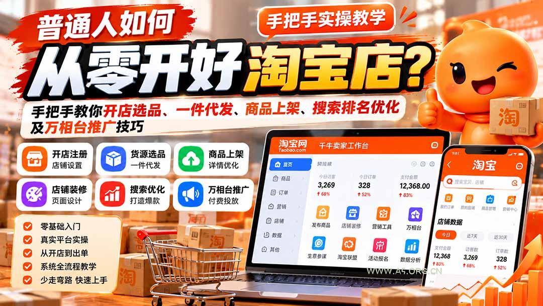 普通人如何从零开好淘宝店?手把手教你开店选品、一件代发、商品上架、搜索排名优化及万相台推广技巧 - 小红泡 普通人如何从零开好淘宝店?手把手教你开店选品、一件代发、商品上架、搜索排名优化及万相台推广技巧 - 小红泡