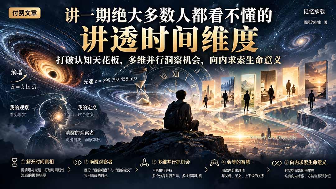 付费文章：讲一期绝大多数人都看不懂的，讲透时间维度，打破认知天花板，多维并行洞察机会，向内求索生命意义 - 小红泡