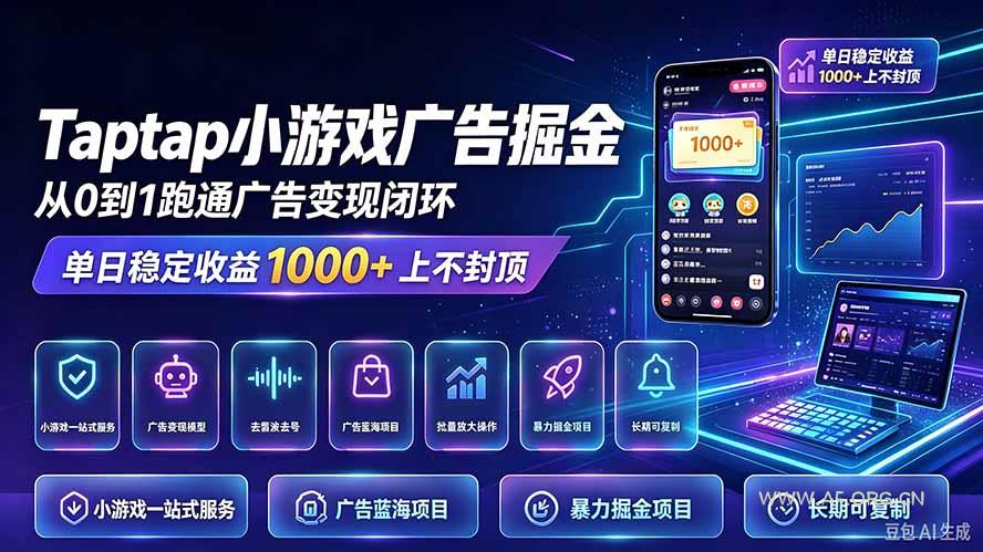 TapTap小游戏广告掘金日赚收益1000+上不封顶 - 小红泡 TapTap小游戏广告掘金日赚收益1000+上不封顶 - 小红泡
